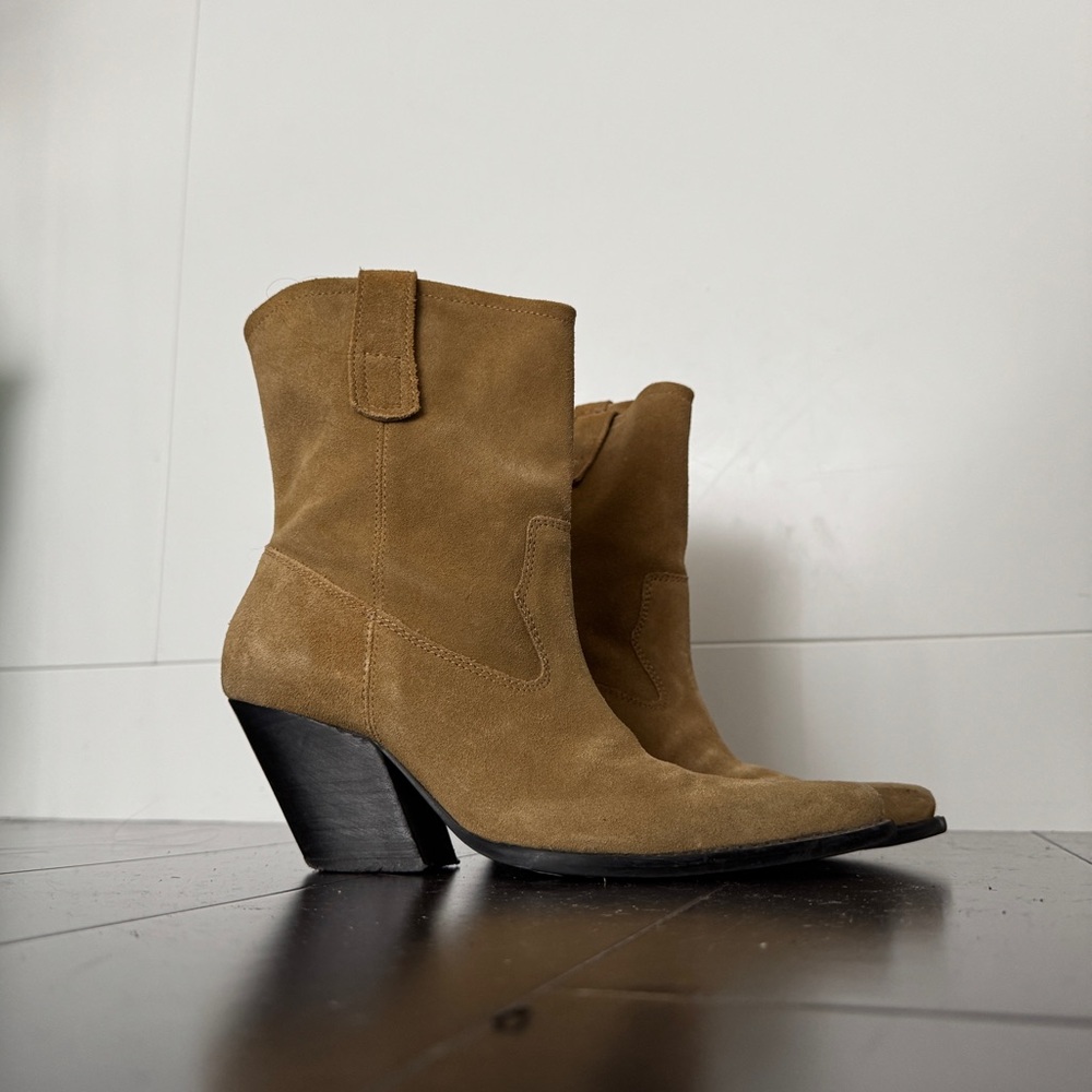 Zara genuine suede leather western boots